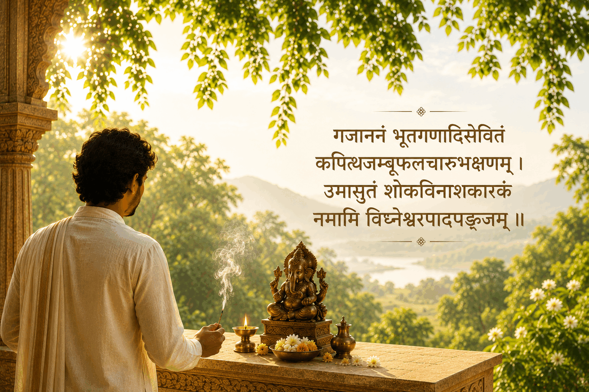 Lighting dhoop at the family altar
